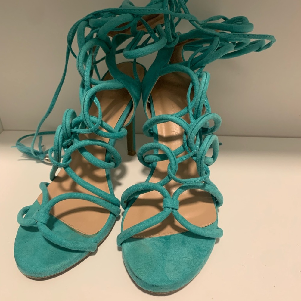 Elegant Turquoise Strappy Heels